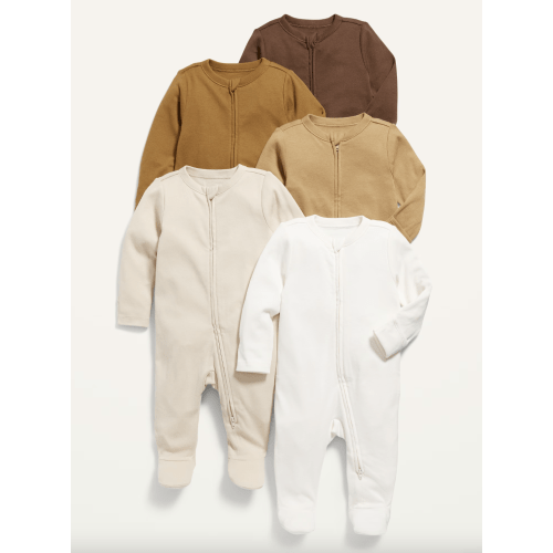 Unisex 2-Way-Zip Footie Sleep & Play One-Piece 5-Pack for Baby