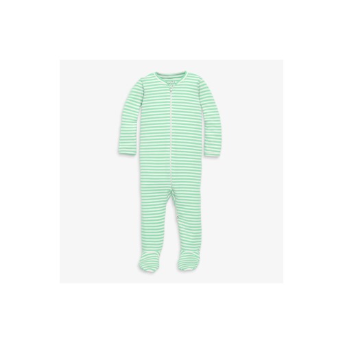 Baby Organic Zip Footie In Stripe, 0-3M