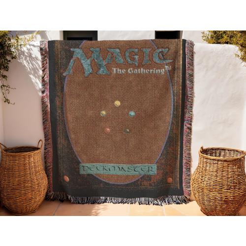 Magic The Gathering Card Back Woven Antique Vibe Blanket Gamer Throw, Fantasy TCG, MTG Style Gift for Players 52X37 & 80X60