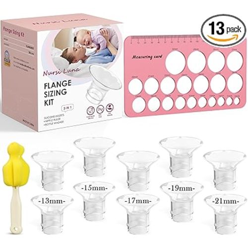 Flange Sizing Kit 3-in-1 with 13/15/17/19/21mm for 24mm Electric Breast Pump Flanges/Shields, 10PCS Soft Silicone Flange Inserts for More Comfortable Pumping, BPA-Free, Essential for Moms