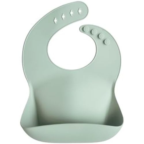 mushie Silicone Baby Bib | Adjustable Fit Waterproof Bibs (Cambridge Blue)