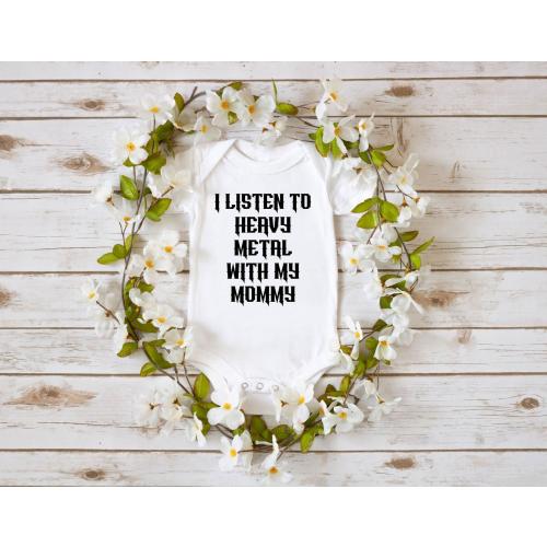 Heavy Metal Baby Onesie®, I Listen To Metal With My Daddy Bodysuit, Baby Shower Gift, Rock Star Baby Bodysuit, Rock Music Baby Onesie®