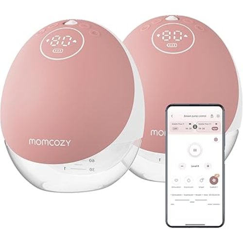 Momcozy Wearable Breast Pump M9, Hospital Grade Medical App-Controlled Hands-Free Electric Breast Pump Red 2 Count