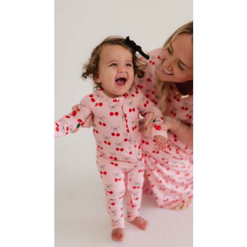 Infant Romper in Pink Cherry Bows – Silks