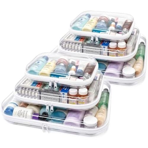 TenKa Clear Hard Shell Zipper Case, 6 Pack Extra Large Clear Zipper Pouches for Travel, Waterproof Hard Plastic Storage Bags for Office Supplies, Toys, Toiletry & Makeup (2M+2L+2XL)