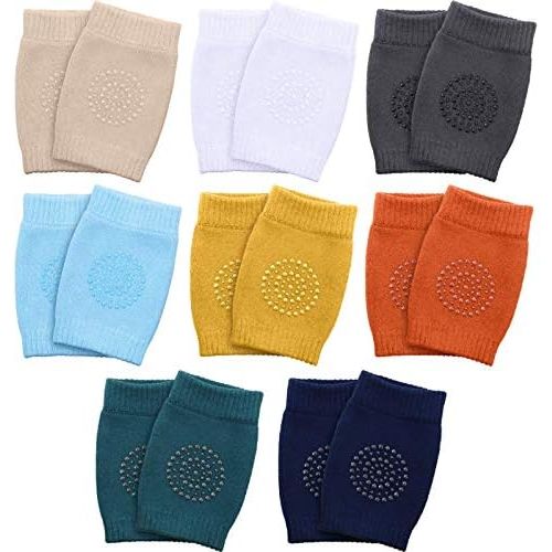 SATINIOR 8 Pairs Unisex Baby Crawling Anti-Slip Knee Pads Toddler Knee Protectors Learn to Crawl Socks Leg Warmers