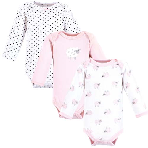 Little Treasure Luvable Friends Preemie Long Sleeve Bodysuit 3pk, Rosy Lambs