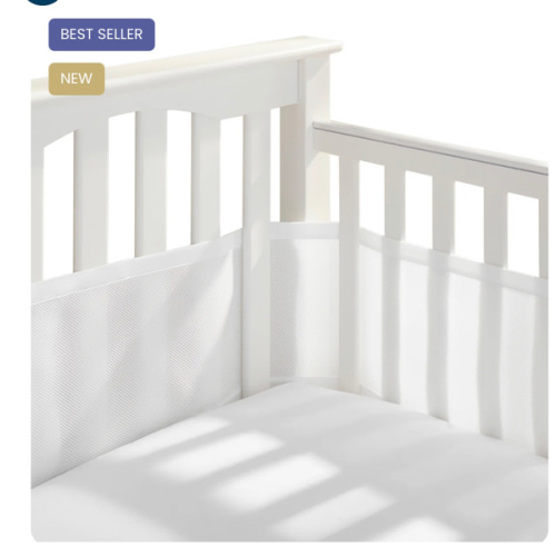 HALO Breathable Mesh Crib Liner for Full Sized Crib in White