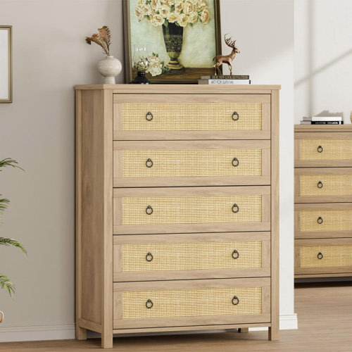 Dakota Fields Drawer Tall Dresser, Wood Boho Chest of Drawers with Storage for Bedroom | Wayfair