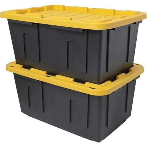 CX Heavy Duty 27-Gallon Stackable Plastic Storage Bins with Lids, 2 Pack