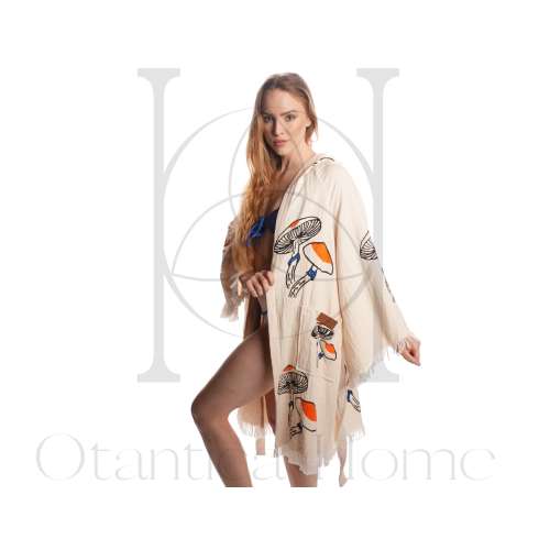 Otantica Home (New Season) Mushroom 100% Organic Cotton Muslin Kimono