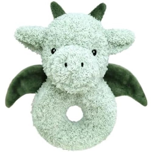 Baby Dragon Soft Rattle Toy, Plush Dinosaur Infant Shaker Rattle Easy-Grasp Stuffed Animal Toy, Gifts for Newborns Babies Toddlers Boys Girls, Green, 6 Inches