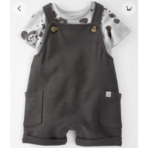 Baby Organic Cotton Shortall Set in Panda Bear