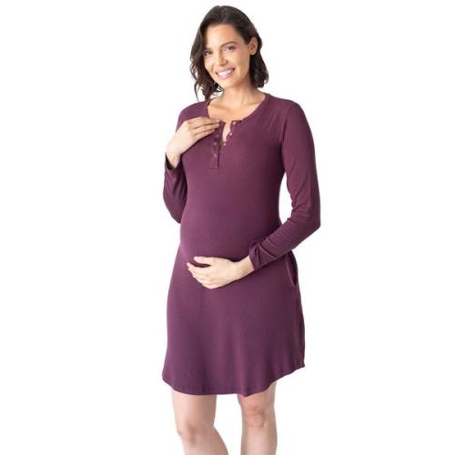 Betsy Ribbed Bamboo Nursing & Maternity Nightgown | Burgundy Plum– Kindred Bravely
