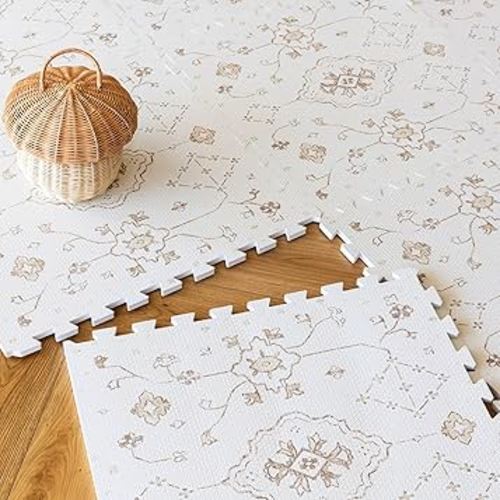 Baby Play Mat for Floor – 6x6ft Vintage Vanilla | Soft Non Toxic Premium EVA Foam Tiles for Tummy Time, Crawling & Playroom – Waterproof Floor Mat for Babies & Toddlers Lillefolk (9 Tiles)