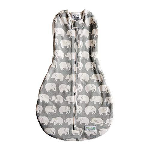 Woombie Grow with Me Baby Swaddle, Convertible Swaddle Fits Babies 0-9 Months, Expands to Wearable Blanket for Babies up to 18 Months, Stardust Grey Elephant