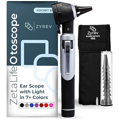 Zyrev ZetaLife Otoscope - Ear Scope with Light, Ear Infection Detector, Pocket Size (Black Color)