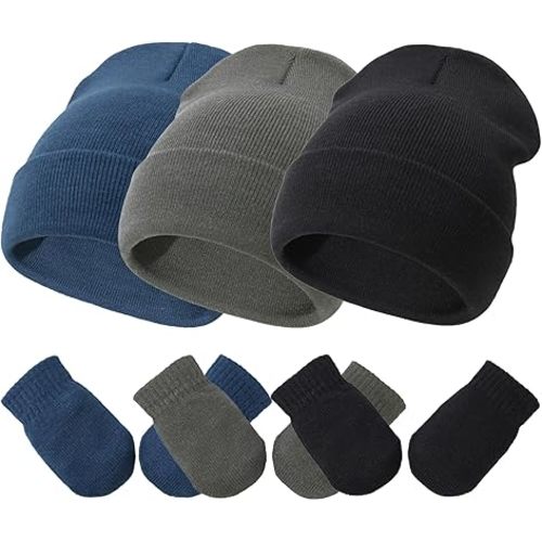 Baby Hats and Mittens Set Infant Toddler Beanie Caps Hospital Hat Set Newborn Gloves for Baby Boys Girls