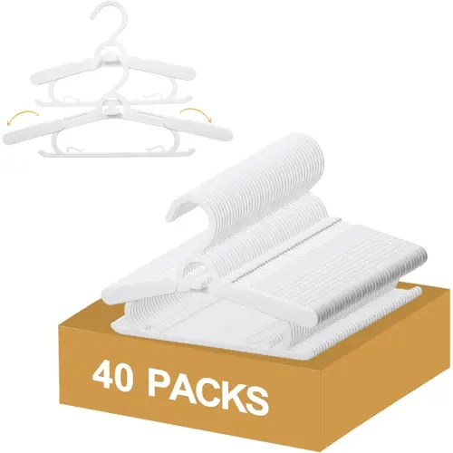 40 Pack Baby Clothes Hangers, 11-15" Adjustable Non-Slip Thickened Kid Hangers for Nursery Closet Toddlers Infant Children to Teenager (White)