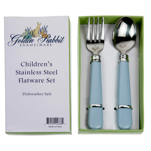 Golden Rabbit Pastel Blue Flatware Set