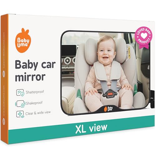 Baby Uma Baby Car Mirror – Shatterproof Backseat Accessory for Rear Facing Infant, Clear Wide View Design for Safe Travel Monitoring