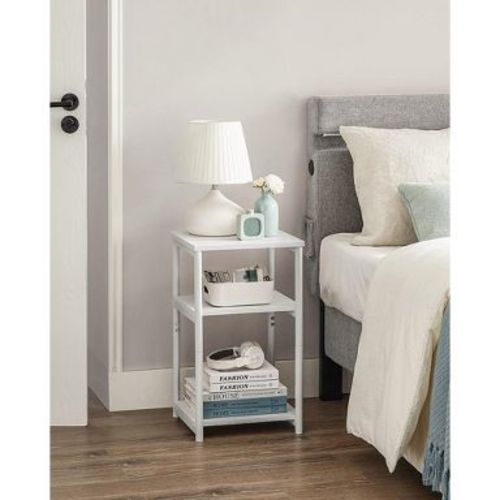VASAGLE Side Table, Small End Table, Tall Nightstand for Living Room, Bedroom, Office, Bathroom, White