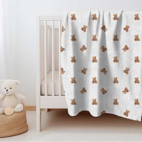 Teddy Bear Blanket (Size: 40” x 30”; Color: Cream)
