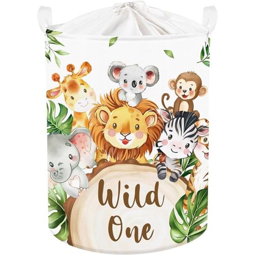 Clastyle 45L Large White Jungle Animals Elephant Kid Laundry Hamper