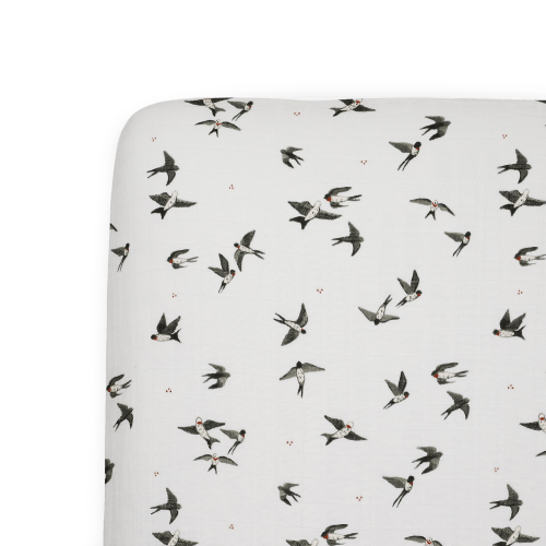 Organic Cotton Muslin Crib Sheet - Swallows