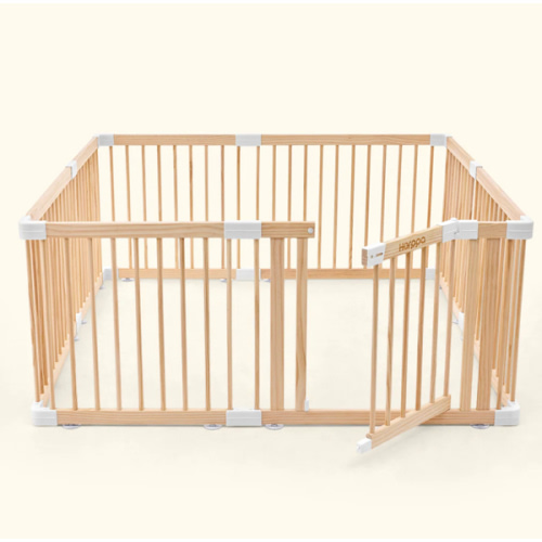 HARPPA Wooden Baby Gate Playpen | Non-Toxic Foldable DIY Adjustable Play Yard for Infants & Toddlers – Natural Finish Baby Fence for Small & Large Spaces