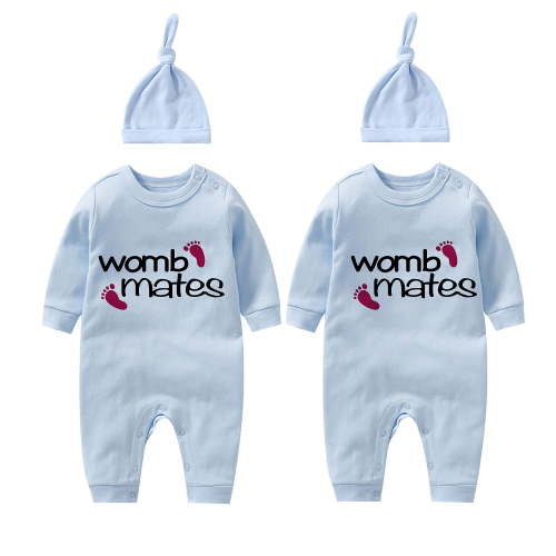 YSCULBUTOL Baby Twins Bodysuit Cute Baby Womb Mates Outfit Girl Funny Romper Baby Girl Clothes Set