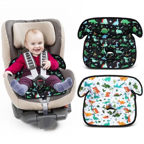 2 Pack Dinosaur Car Seat Protector for Potty Training Waterproof Piddle Pad Cover from Spillages Nappy Leaks Toilet Training Anti Slip Backing Strollers Carseat Liner for Toddlers Babies Summer