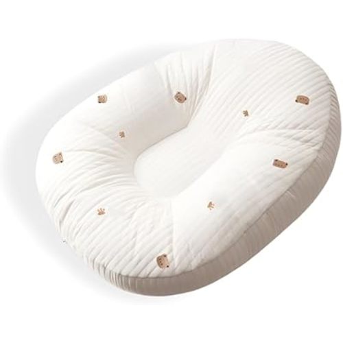 Sleeper Pillow with Cotton Cover, Skin Friendly Lounger Pillow Multifunctional Soft Floor Lounger Pillow for 𝖡𝖺𝖻𝗒 Shower Gift (Bear)