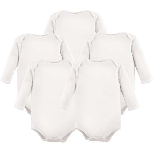 Luvable Friends Cotton Long-Sleeve Bodysuits 5 Pack, White