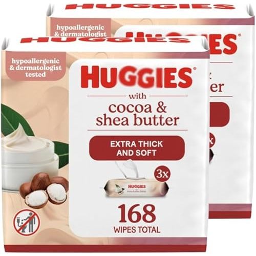 Sensitive Skincare Baby Wipes With Cocoa & Shea Butter, Unscented - 168 Wipes x (Bundle of 2) - Cleans, Hydrates, Soothes And Replenishes Skin With EveryWipe