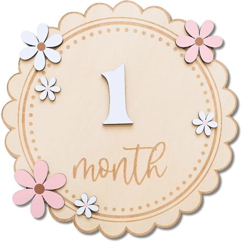 Baby Girl Monthly Milestone Signs, 1-12 Monthly Baby Milestone Girl, Newborn Photography Props Double-Sided, Nursery Decor for Girls (M06)