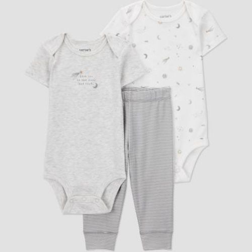 Carter's Just One You® Baby Boys' 3pc Celestial Striped Bodysuits and Jogger Pants Set - Gray