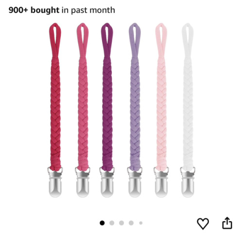 Pacifier Clip for Boys and Girls, 6 Pack Baby Pacifier Holder Leash 100% Handmade Braided Fits All Pacifiers & Teething Toys Modern Unisex Baby Gift