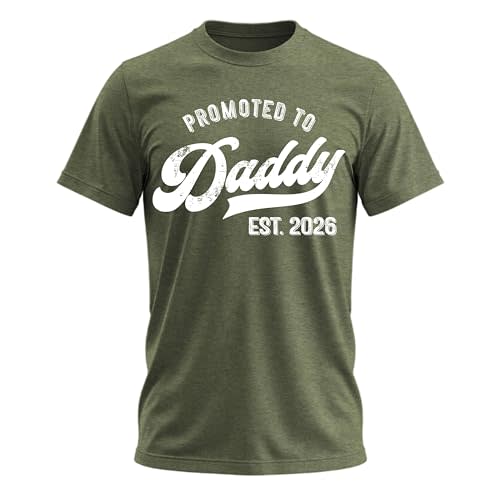 Promoted to Daddy 2026 Shirt – Funny Dad to Be Shirt Baby Announcement Graphic Tee New Daddy Gifts for Men