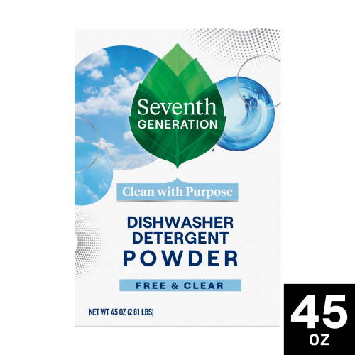 Seventh Generation Unscented Plant-Based Dishwasher Detergent Powder, Free & Clear, 45 Oz