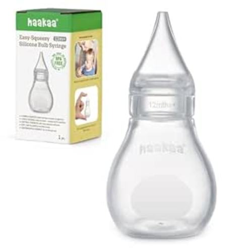 Haakaa Silicone Baby Nasal Aspirator | Nose Bulb Syringe | Easy-Squeezy Baby Nose Cleaner, Newborn Infant &Toddler - BPA Free Silicone