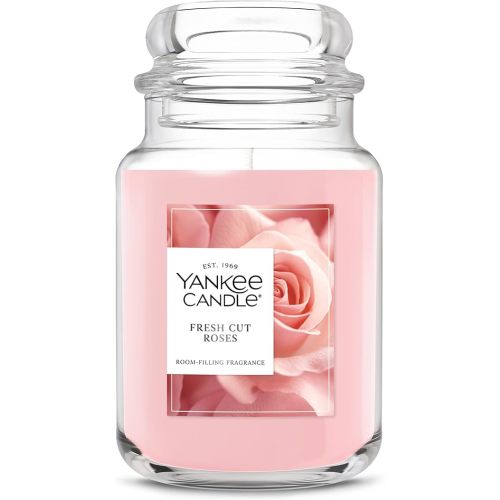 Yankee Candle Fresh Cut Roses, Scented Candle, 22oz Large Jar with up to 150 Hour Burn Time, Giftable