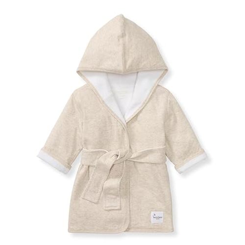 Burt's Bees Baby Infant Hooded Robe Organic Knit Terry Unisex Bathrobe, Newborn Bath Essentials, Unisex Boys and Girls, Size 0-9 Months Old
