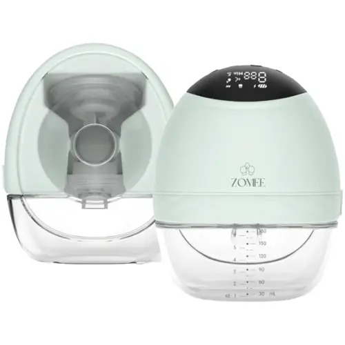 Zomee Fit Wearable Breast Pump, Hands Free Pumping, Portable, Ultra-Low Noise, Double Electric Breast Pump - Holds 6 oz - Wireless Breastpump 2+ Hours of Battery, Leak Proof Anti Backflow System