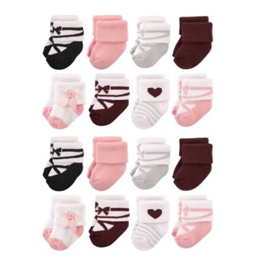 Hudson Baby Cotton Rich Baby Terry Socks 16-Pack, Ballet Burgundy, 6-12 Months