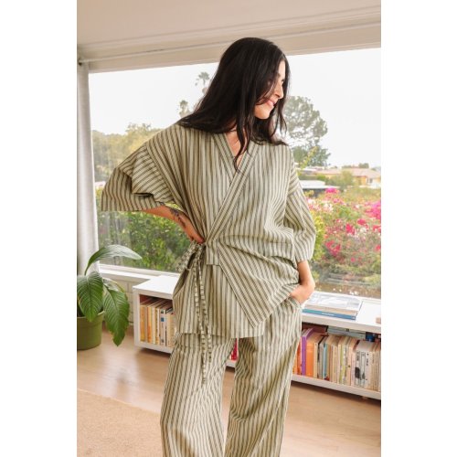 Kardeş Loungewear Separates in Striped Mint Green | 100% Turkish Cotton | Indoor and Outdoor Wear – OddBird Co.