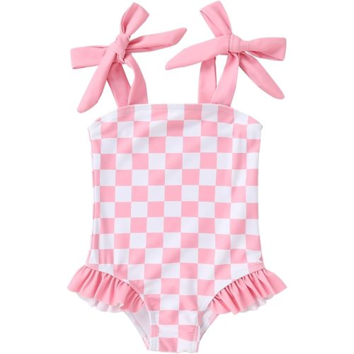 Toddler Swimsuit Girl Color Block Stripe One-Piece Swimwear Baby Girl Bathing Suits