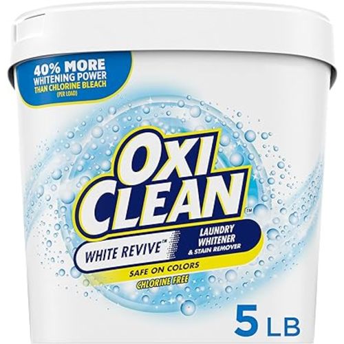 OxiClean White Revive Laundry Whitener and Stain Remover Powder, Alternative to Bleach for Laundry, 5 lb