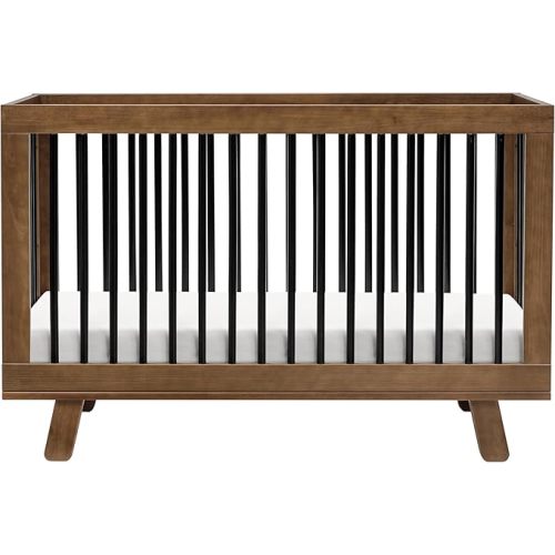 Babyletto Hudson 3-in-1 Convertible Crib with Toddler Bed Conversion Kit in Natural Walnut/Black, Greenguard Gold Certified