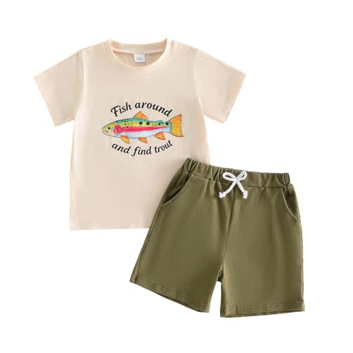 Fernvia Toddler Baby Boy Summer Clothes 2T 3T 4T Animal Print Short Sleeve T-shirts Tops + Drawstring Shorts Outfits